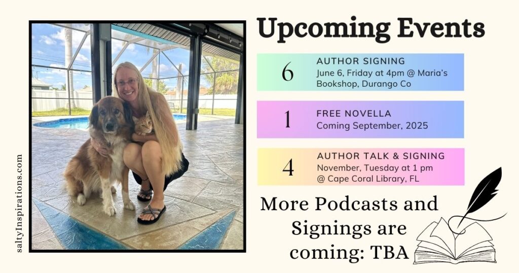 Author Michelle L. Clifton event banner featuring upcoming book signing, live Q&A, and cozy mystery book release dates from the Taryn O’Kelly Mystery Series.